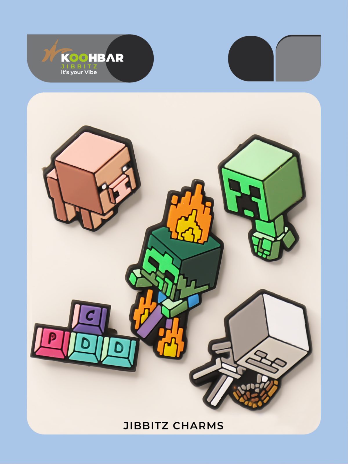 کالکشن جیبیتز طرح ماینکرفت برای تزئین کفش کراکس برند کوهبر