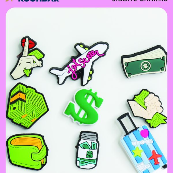 کالکشن جیبیتز طرح دلار و هواپیما برای تزئین کفش کراکس برند کوهبر