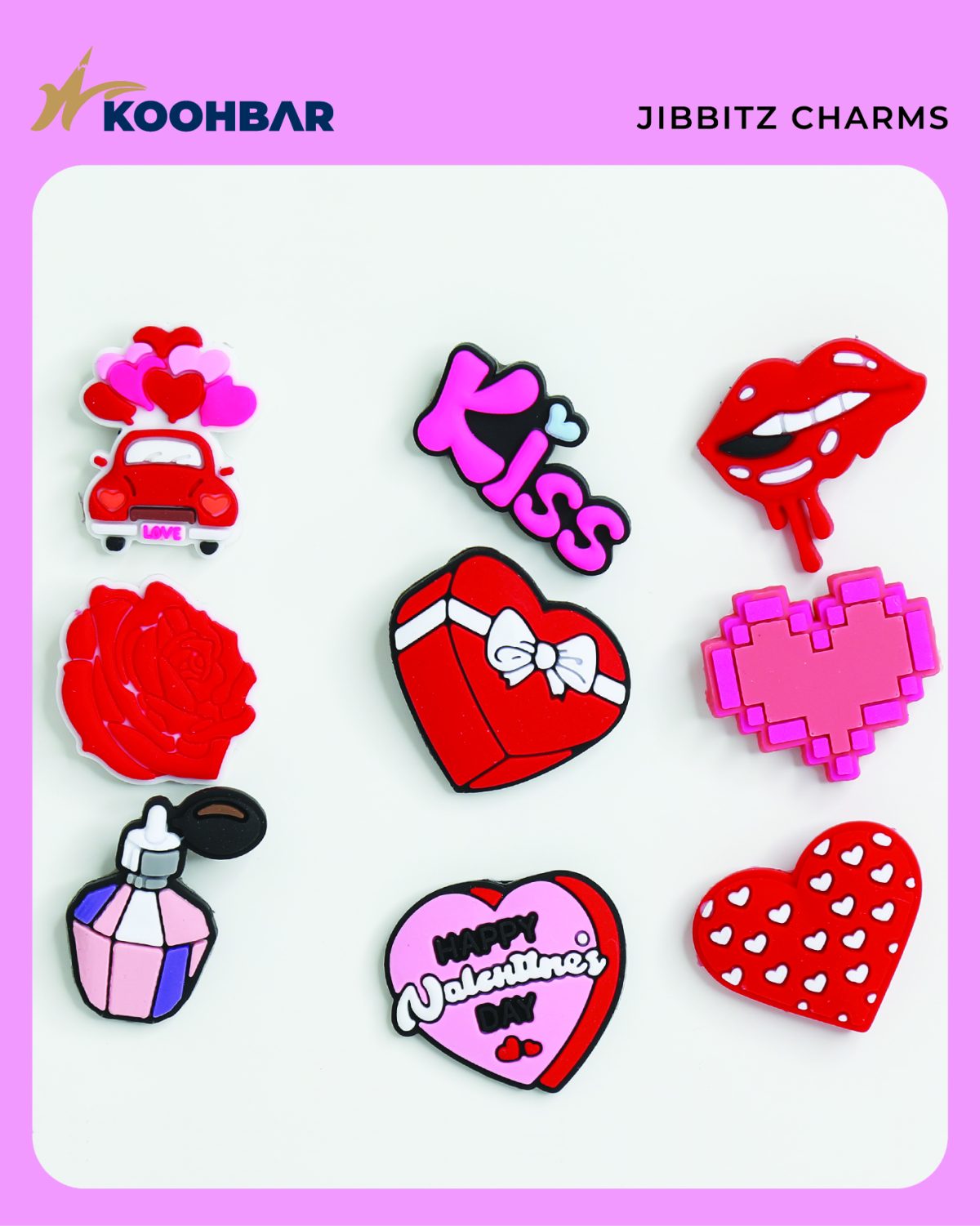 کالکشن جیبیتز طرح ولنتاین برای تزئین کفش کراکس برند کوهبر