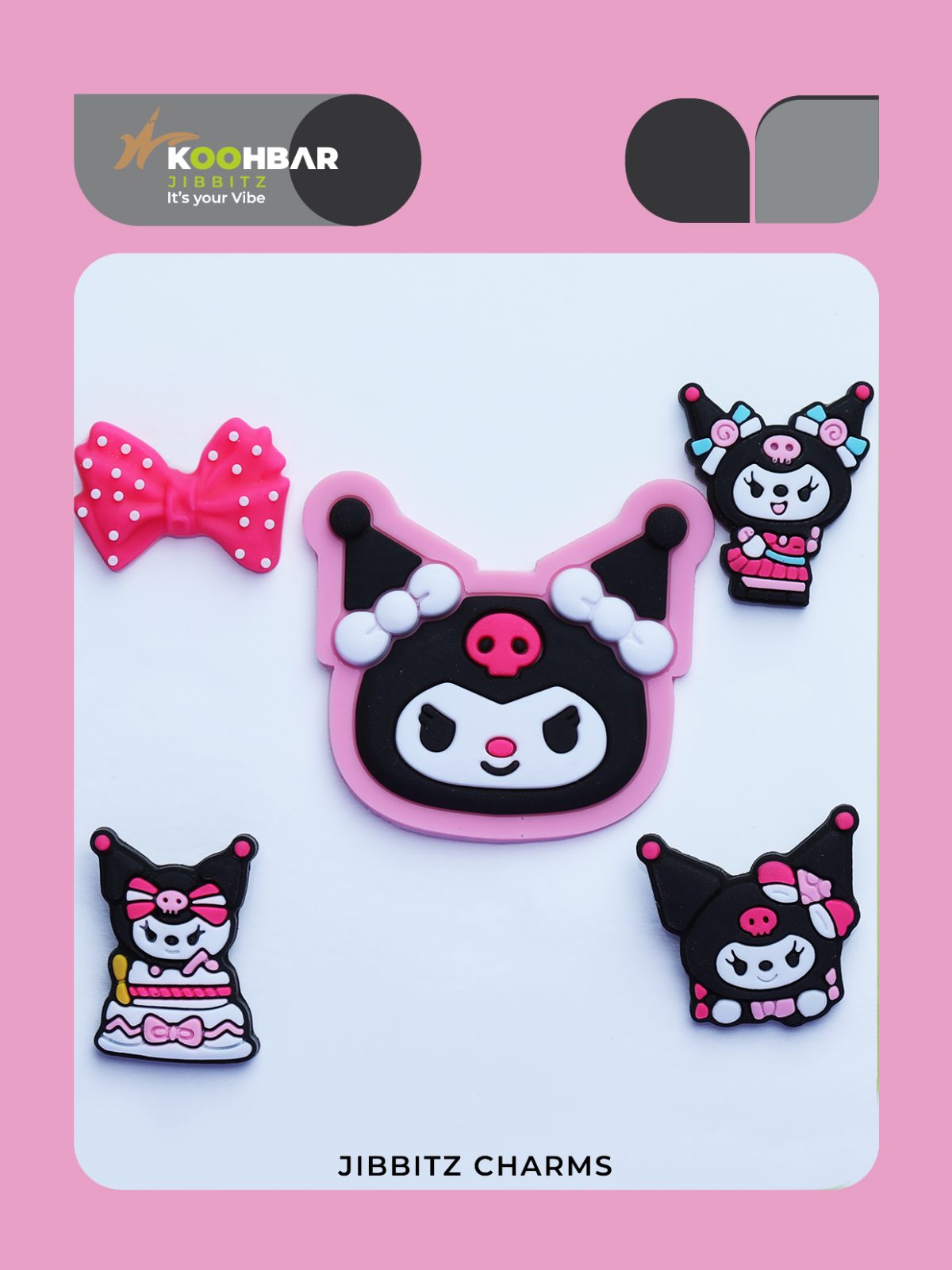 پک جیبیتز کرومی مشکی فانتزی برای تزئین کفش کراکس – پک ۵ عددی