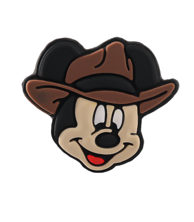 جیبیتز میکی موس با کلاه قهوه‌ای برای تزئین کراکس و کیف، طراحی فانتزی و سیلیکونی
