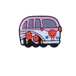 جیبیتز ماشین ون گلدار فانتزی از جنس سیلیکون رنگی برای تزئین کراکس و اکسسوری‌ها