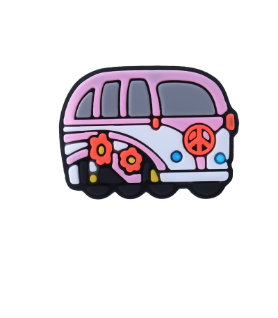 جیبیتز ماشین ون گلدار فانتزی از جنس سیلیکون رنگی برای تزئین کراکس و اکسسوری‌ها