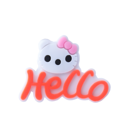 جیبیتز هلو کیتی سیلیکونی با طراحی کارتونی و رنگ‌های شاد، مناسب تزئین کفش و کیف
