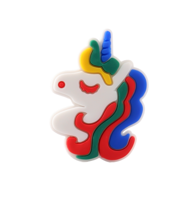 جیبیتز اسب تک شاخ سیلیکونی با طراحی کارتونی و رنگ‌های شاد، مناسب تزئین کفش و کیف