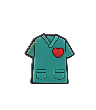 جیبیتز سیلیکونی با طراحی لباس پزشکی آبی یا سبز به همراه گوشی پزشکی، مناسب برای تزئین کراکس، کیف و لوازم مرتبط با مشاغل درمانی