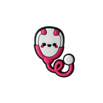 جیبیتز سیلیکونی فانتزی با طراحی گوشی پزشکی صورتی به سبک باربی، مناسب تزئین کفش کراکس، کیف و اکسسوری‌های دخترانه و پزشکی