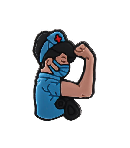 جیبیتز سیلیکونی با طراحی کارتونی پرستار در لباس سفید یا آبی با کلاه پزشکی، مناسب برای تزئین کفش کراکس، کیف و لوازم شخصی