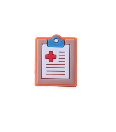 جیبیتز سیلیکونی با طراحی دفترچه پرستاری کوچک با جلد رنگی و نماد صلیب، مناسب برای تزئین کراکس، کیف و لوازم شخصی