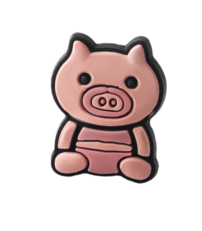 جیبیتز سیلیکونی با طراحی خوک کارتونی صورتی‌رنگ، مناسب تزئین کراکس، کیف و لوازم کودکانه