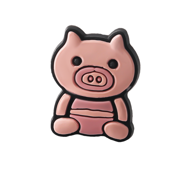 جیبیتز سیلیکونی با طراحی خوک کارتونی صورتی‌رنگ، مناسب تزئین کراکس، کیف و لوازم کودکانه