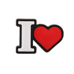 جیبیتز طرح I Love با طراحی عاشقانه و نماد قلب، مناسب تزئین کفش کراکس، کیف و کوله‌پشتی. ساخته شده از PVC نرم و باکیفیت. محصول تکی برند ایرانی کوهبر، قابل خرید عمده و تکی.