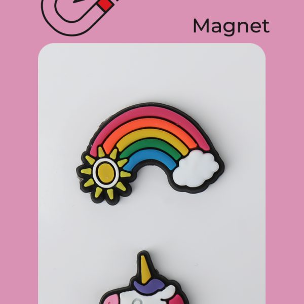پک جیبیتز مگنتی طرح یونیکورن و رنگین‌کمان – دو عددی سیلیکونی رنگی