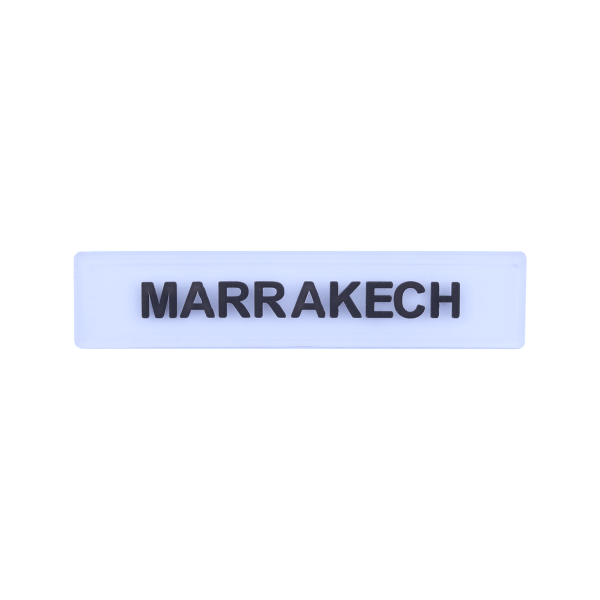 مارک ژلاتینی marrakech برند کوهبر با طراحی فانتزی و تایپوگرافی خاص، مناسب نصب روی پوشاک و اکسسوری
