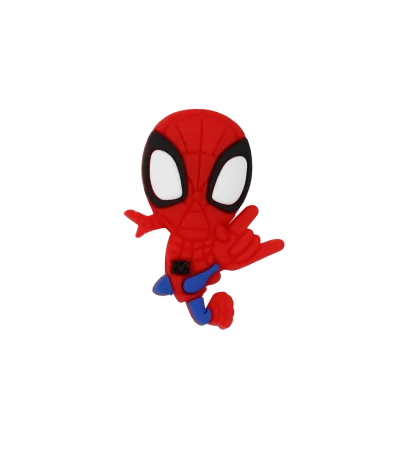 جیبیتز طرح مرد عنکبوتی برند کوهبر، مدل فانتزی سیلیکونی الهام‌گرفته از تم قهرمان عنکبوتی. مناسب تزیین کراکس و اکسسوری‌ها. فروش عمده جیبیتز قهرمانی با قیمت مناسب.