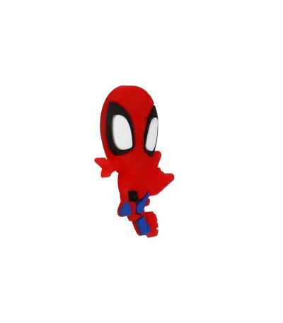 جیبیتز طرح مرد عنکبوتی برند کوهبر، مدل فانتزی سیلیکونی الهام‌گرفته از تم قهرمان عنکبوتی. مناسب تزیین کراکس و اکسسوری‌ها. فروش عمده جیبیتز قهرمانی با قیمت مناسب.