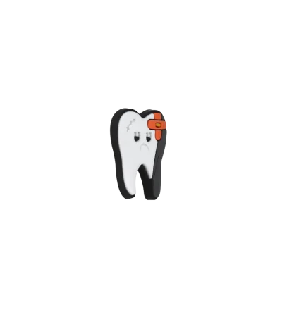 جیبیتز طرح دندان پوسیده برند کوهبر، مدل فانتزی سیلیکونی کارتونی با پیام آموزشی بهداشت دهان. مناسب تزیین کراکس و اکسسوری‌ها. فروش عمده جیبیتز خاص و آموزشی.