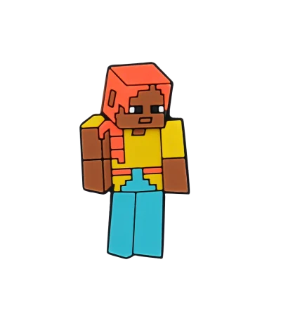 جیبیتز شخصیت ماینکرفت برند کوهبر، مدل فانتزی سیلیکونی الهام‌گرفته از دنیای بازی‌های پیکسلی. مناسب تزیین کراکس و اکسسوری‌ها. فروش عمده جیبیتز گیمری با قیمت مناسب.