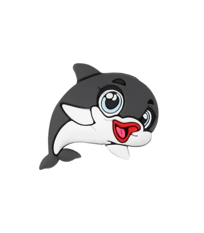 جیبیتز دلفین چرخشی کوچک برند کوهبر، مدل فانتزی سیلیکونی متحرک با طراحی بامزه. مناسب تزیین کراکس و اکسسوری‌ها. فروش عمده جیبیتز چرخشی با قیمت مناسب.