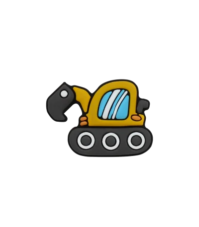 جیبیتز طرح بولدوزر برند کوهبر، مدل فانتزی سیلیکونی ماشین راه‌سازی. مناسب تزیین کراکس و اکسسوری‌ها. فروش عمده جیبیتز ماشینی با قیمت مناسب.