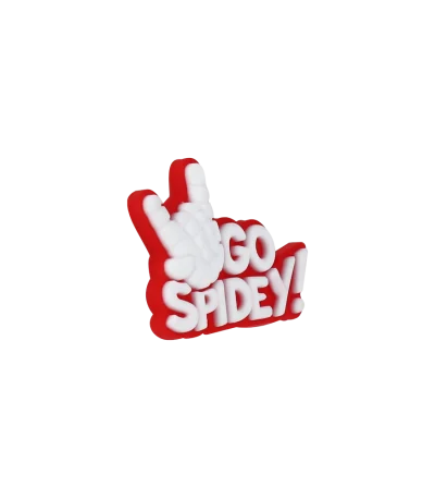 جیبیتز طرح Go Spidey برند کوهبر، مدل فانتزی سیلیکونی الهام‌گرفته از تم قهرمان عنکبوتی. مناسب تزیین کراکس و اکسسوری‌ها. فروش عمده جیبیتز قهرمانی با قیمت مناسب.