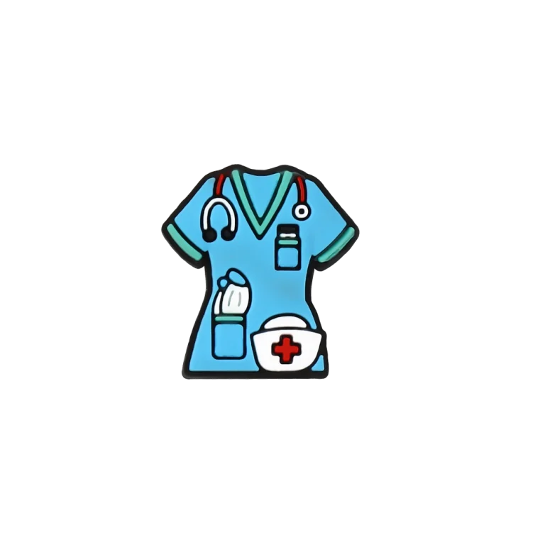 جیبیتز طرح لباس پزشکی برند کوهبر، مدل فانتزی سیلیکونی مفهومی با طراحی کارتونی. مناسب تزیین کراکس و اکسسوری‌ها. فروش عمده جیبیتز مرتبط با کادر درمان.