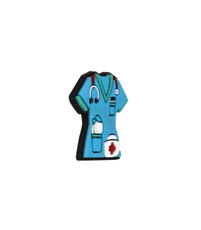 جیبیتز طرح لباس پزشکی برند کوهبر، مدل فانتزی سیلیکونی مفهومی با طراحی کارتونی. مناسب تزیین کراکس و اکسسوری‌ها. فروش عمده جیبیتز مرتبط با کادر درمان.