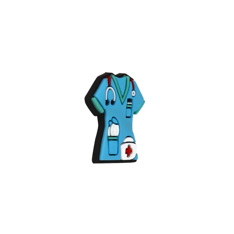 جیبیتز طرح لباس پزشکی برند کوهبر، مدل فانتزی سیلیکونی مفهومی با طراحی کارتونی. مناسب تزیین کراکس و اکسسوری‌ها. فروش عمده جیبیتز مرتبط با کادر درمان.