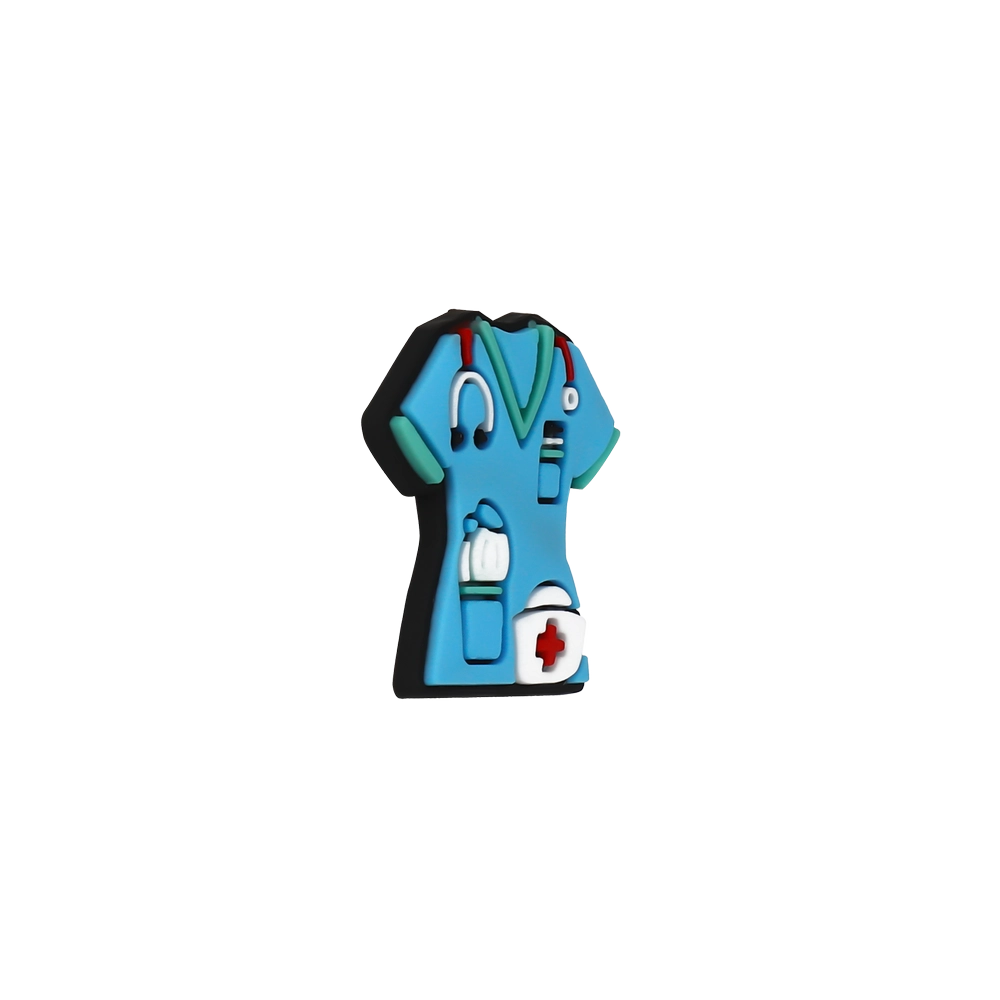 جیبیتز طرح لباس پزشکی برند کوهبر، مدل فانتزی سیلیکونی مفهومی با طراحی کارتونی. مناسب تزیین کراکس و اکسسوریها. فروش عمده جیبیتز مرتبط با کادر درمان.