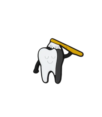 جیبیتز طرح دندان و مسواک برند کوهبر، مدل فانتزی سیلیکونی آموزشی با طراحی بامزه. مناسب تزیین کراکس و اکسسوری‌ها. فروش عمده جیبیتز بهداشتی کودکانه.