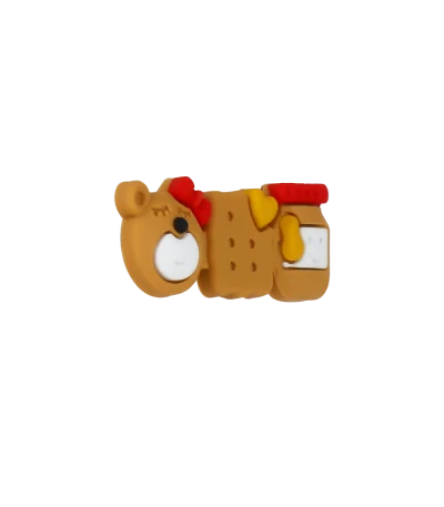 جیبیتز خرس و عسل برند کوهبر، مدل فانتزی سیلیکونی کارتونی با طراحی بامزه. مناسب تزیین کراکس و اکسسوری‌ها. فروش عمده جیبیتز حیوانات فانتزی با قیمت مناسب.